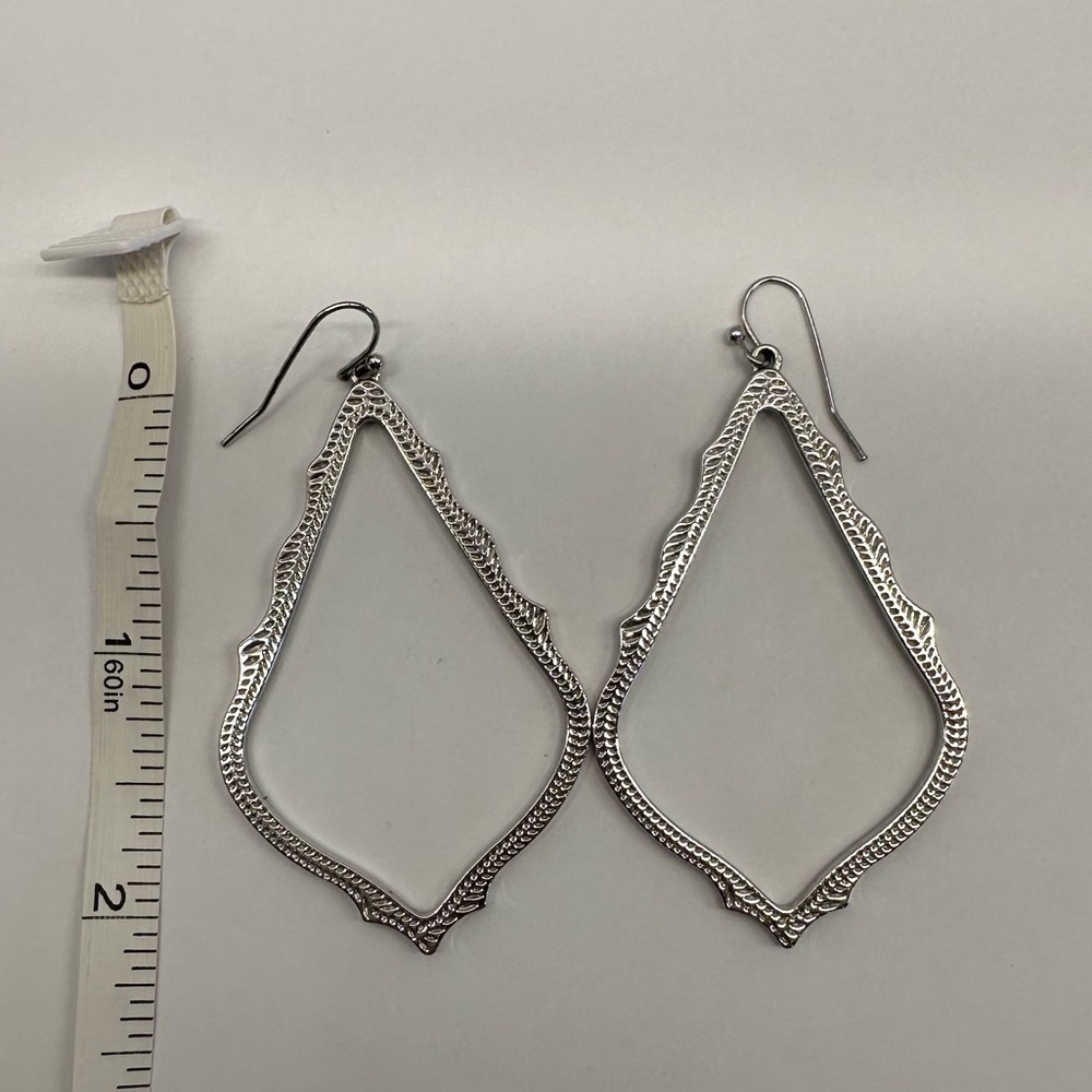 Kendra Scott Sophee Drop Earrings in Silver Hoops Tear Drop Marquise Triangle - Picture 8 of 9